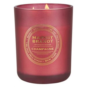 Lumanare parfumata cu suport rosu bordo din sticla 13 cm Champagne Margit Brandt