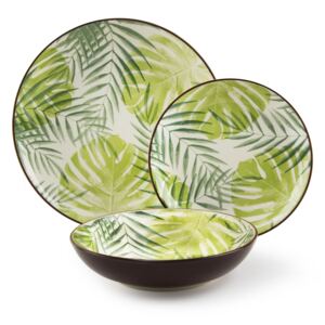 Set vesela din ceramica, 18 piese, Panama Dinner Verde / Maro