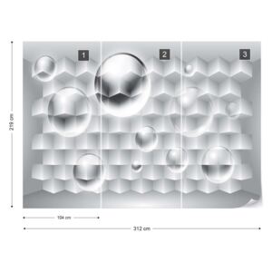 Fototapet GLIX - 3D Grey And White Design 3 + adeziv GRATUIT Tapet nețesute - 312x219 cm