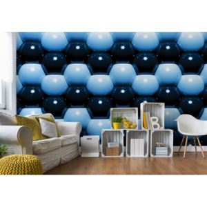 Fototapet - 3D Blue And Black Ball Pattern Vliesová tapeta - 624x219 cm