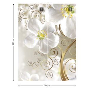 Fototapet GLIX - Swirls And Flowers + adeziv GRATUIT Tapet nețesute - 206x275 cm