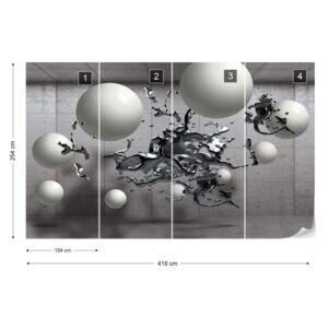 Fototapet GLIX - 3D Abstract Molten Metal Balls Tapet nețesute - 416x254 cm