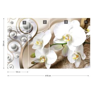 Fototapet GLIX - 3D Swirl Flowers Orchids Tapet nețesute - 416x254 cm