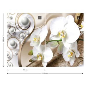 Fototapet GLIX - 3D Swirl Flowers Orchids Nem szőtt tapéta - 208x146 cm