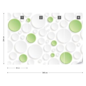 Fototapet GLIX - 3D Green And White Circles Papírová tapeta - 368x254 cm