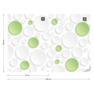 Fototapet GLIX - 3D Green And White Circles Nem szőtt tapéta - 208x146 cm