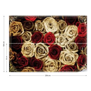 Fototapet GLIX - Vintage Red Roses + adeziv GRATUIT Tapet nețesute - 254x184 cm