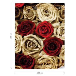 Fototapet GLIX - Vintage Red Roses + adeziv GRATUIT Tapet nețesute - 206x275 cm