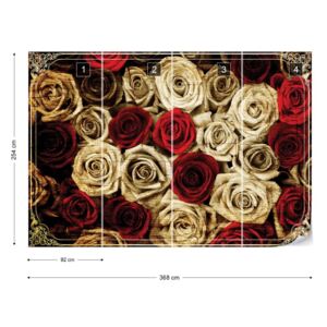 Fototapet GLIX - Vintage Red Roses + adeziv GRATUIT Tapet nețesute - 368x254 cm