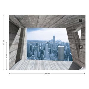 Fototapet GLIX - New York City Skyline 3D Concrete Papírová tapeta - 254x184 cm