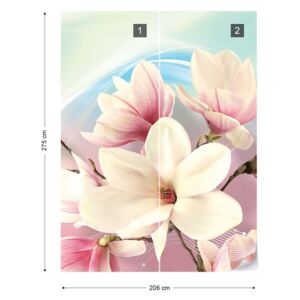 Fototapet GLIX - Magnolia Flowers Green + adeziv GRATUIT Tapet nețesute - 206x275 cm