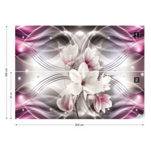 Fototapet GLIX - Floral Magnolia Flowers Purple Papírová tapeta - 254x184 cm