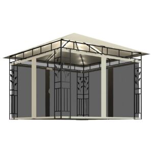 Pavilion cu plasă anti-țânțari & lumini crem 3x3x2,73m 180 g/m²