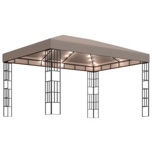 Pavilion cu șiruri de lumini, gri taupe, 4x3 m