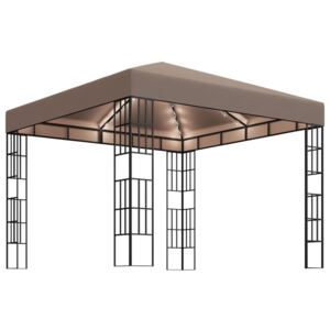Pavilion cu șiruri de lumini, gri taupe, 3x3 m