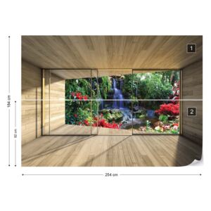 Fototapet GLIX - Jungle Waterfall 3D Papírová tapeta - 254x184 cm