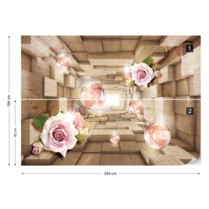 Fototapet GLIX - 3D Tunnel Roses Papírová tapeta - 254x184 cm