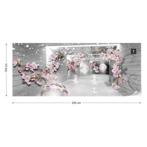 Fototapet GLIX - 3D Tunnel Flowers Sparkles Bubbles Tapet nețesute - 250x104 cm