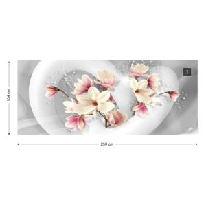 Fototapet GLIX - 3D Structure Flowers White And Grey Tapet nețesute - 250x104 cm