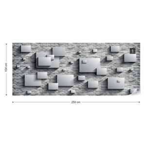 Fototapet GLIX - 3D Squares Stone Wall Grey + adeziv GRATUIT Tapet nețesute - 250x104 cm