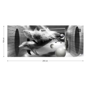Fototapet GLIX - 3D Dolphins Tunnel + adeziv GRATUIT Tapet nețesute - 250x104 cm