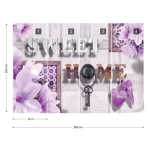 Fototapet GLIX - Sweet Home Flowers Vintage Purple + adeziv GRATUIT Tapet nețesute - 368x254 cm