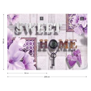 Fototapet GLIX - Sweet Home Flowers Vintage Purple + adeziv GRATUIT Nem szőtt tapéta - 208x146 cm