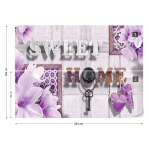 Fototapet GLIX - Sweet Home Flowers Vintage Purple + adeziv GRATUIT Tapet nețesute - 254x184 cm