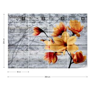 Fototapet GLIX - Magnolia Flowers Farmhouse 2 + adeziv GRATUIT Tapet nețesute - 368x254 cm