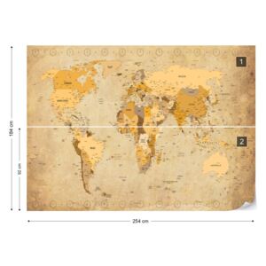 Fototapet GLIX - Vintage World Map Tapet nețesute - 254x184 cm