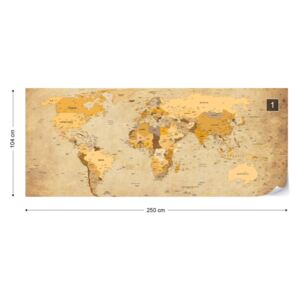 Fototapet GLIX - Vintage World Map + adeziv GRATUIT Tapet nețesute - 250x104 cm