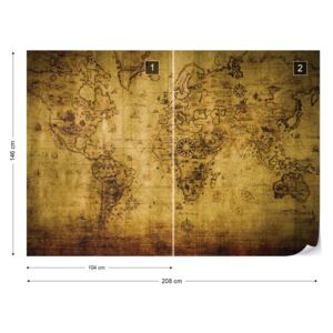 Fototapet GLIX - Vintage World Map 2 + adeziv GRATUIT Nem szőtt tapéta - 208x146 cm