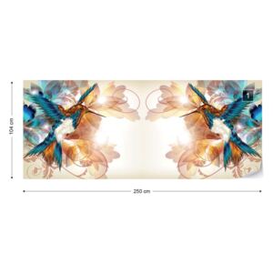 Fototapet GLIX - Hummingbird Flowers + adeziv GRATUIT Tapet nețesute - 250x104 cm