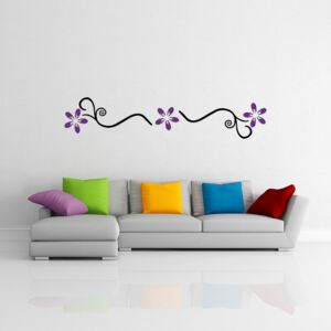 GLIX Floral decoration VII. - autocolant de perete Negru și violet 100 x 25 cm
