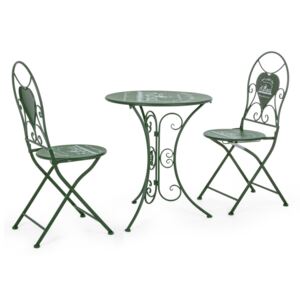 Set 2 scaune pliabile si masa fier forjat verde Bistrot