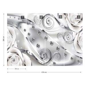 Fototapet GLIX - Luxury Diamonds Silver Tapet nețesute - 416x290 cm