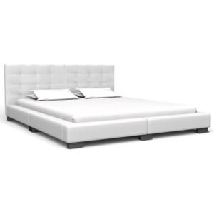 Cadru de pat alb 160 x 200 cm piele artificială