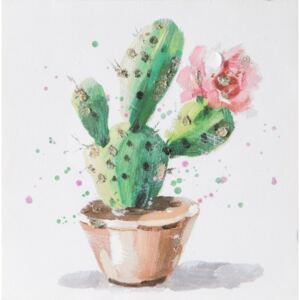 Tablou Kaktus pictat manual pe panza, 30x30 cm