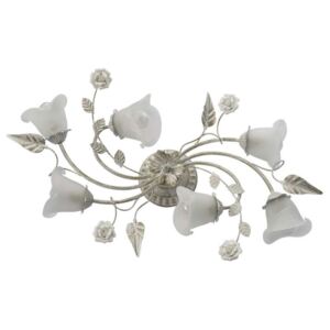 Lustră metalică albă cu motive florale Blossom