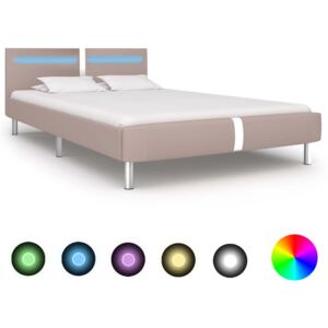 Cadru pat cu LED, cappuccino, 140x200 cm, piele artificială