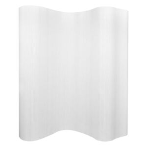 Paravan de cameră din bambus, alb, 250 x 195 cm