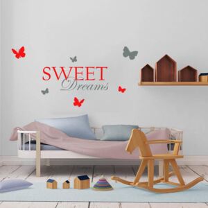 GLIX Sweet dreams - autocolant de perete Gri și roșu 120 x 60 cm