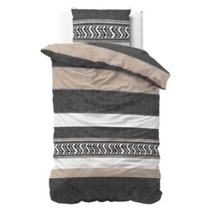 Lenjerie din bumbac pentru pat de o persoană Pure Cotton Northern Stripe, 140 x 200/220 cm, gri