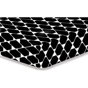 Cearșaf cu elastic, din microfibră DecoKing Rhombuses, 100 x 200 cm, negru-alb
