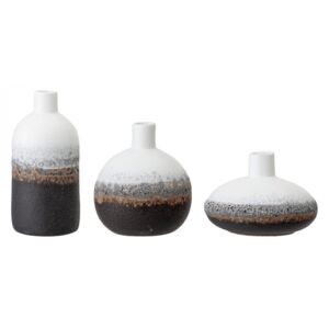 Set 3 vaze albe/negre din ceramica Harislava Bloomingville
