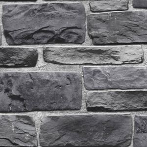 Buvu Tapete de vinil zid de piatră gri închis (1)