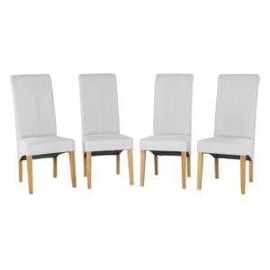 Set de 4 scaune tapitate Leni, Albe, 105 x 48 x 68 cm