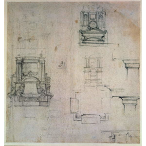 Inv. 1859 6-25-545. R. (W. 25) Designs for tombs Reproducere, Michelangelo Buonarroti