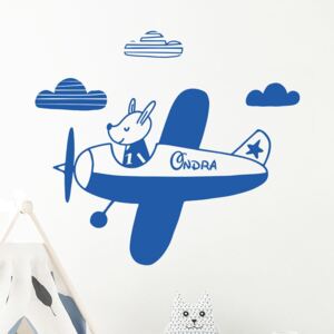 Autocolant de perete cu nume Ambiance Puppy On The Plane