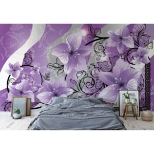 GLIX Fototapet - Flowers Floral Pattern Purple Papírová tapeta - 184x254 cm